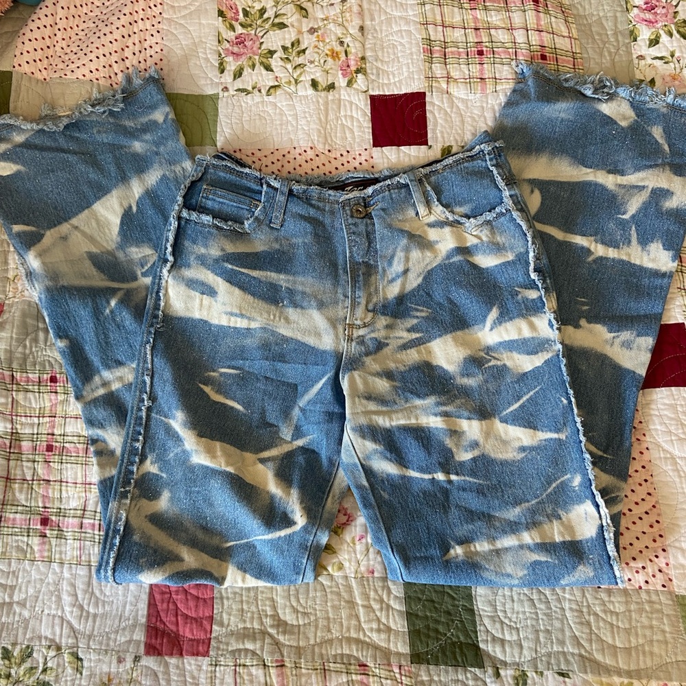 Tie dye glitter flare jeans 💐
